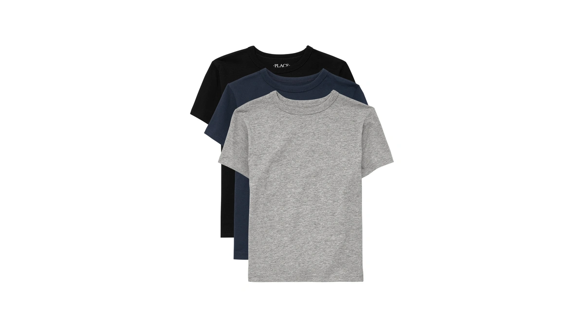 The Children's Place Boys Short Sleeve Basic Layering T-shirt, Black/tidal/h