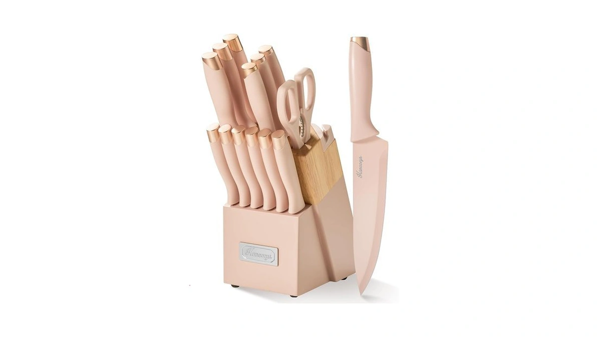 Hancorys Knife Set, 15 Pcs Kitchen Knife Set With Block,