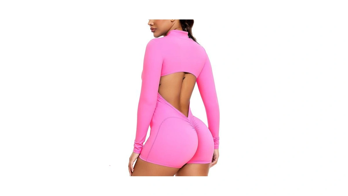 Seasum Women Long Sleeve Shorts Jumpsuit Zip Up Bodysuits 2026