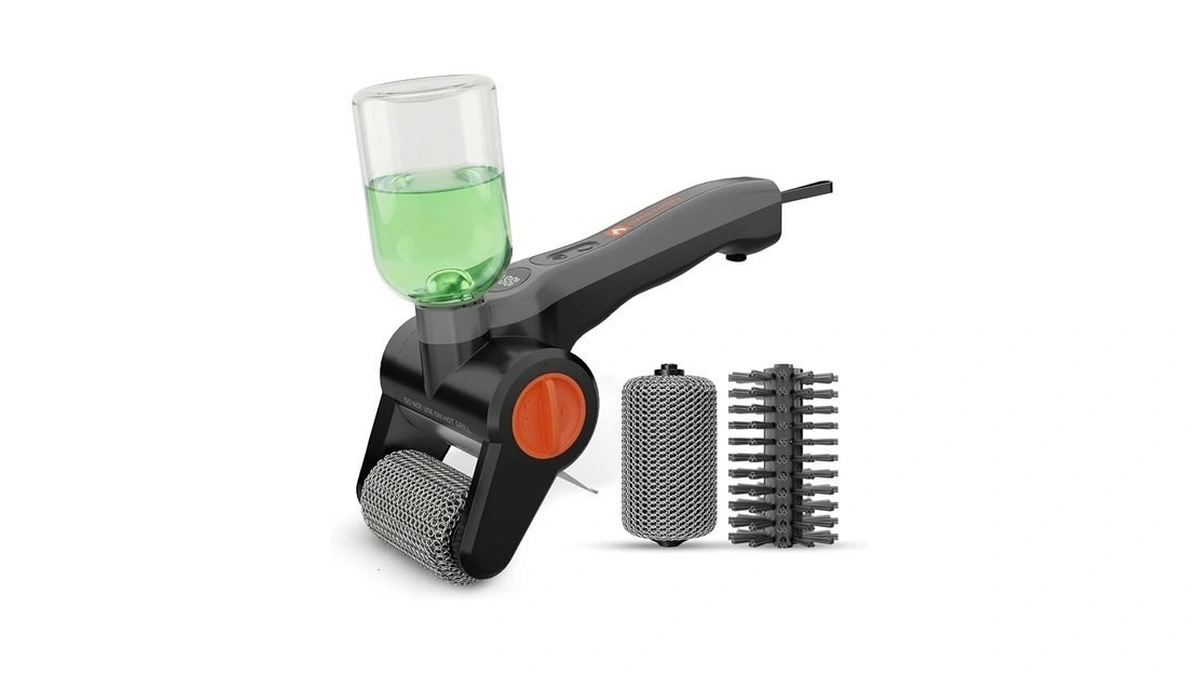 Electric Grill Brush Cordless Rechargeable With Soap Dispenser, Automatic Grillion
