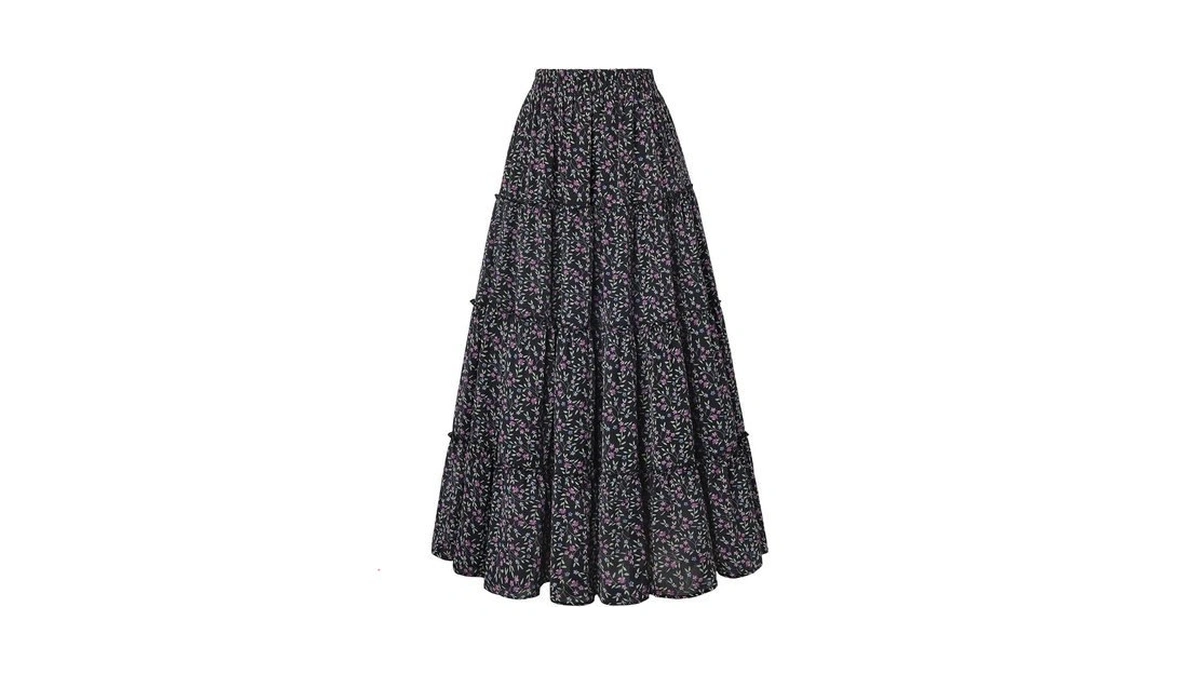 Scarlet Darkness Women's High Waist Floral Tiered Maxi Skirt With