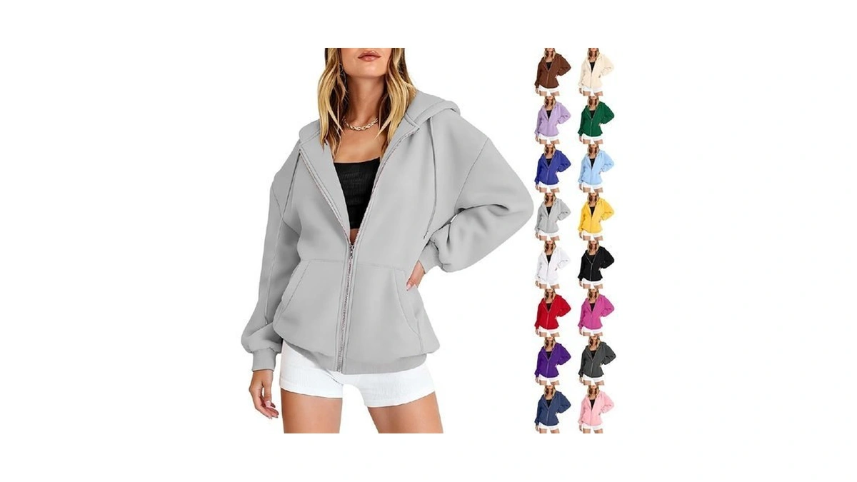 Womens Zip Up Hoodies Oversized 2026 Baggy Long Sleeve Fleece