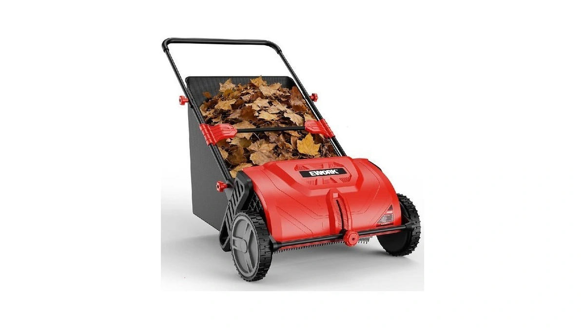 Ework Push Lawn Sweeper 26-inch With 3.5 Cu.ft. Hopper Bag