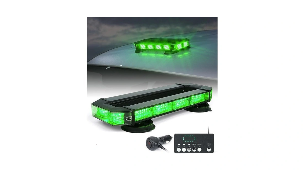 Lumenix Rooftop Strobe Beacon Lights Bar With Controller, Green