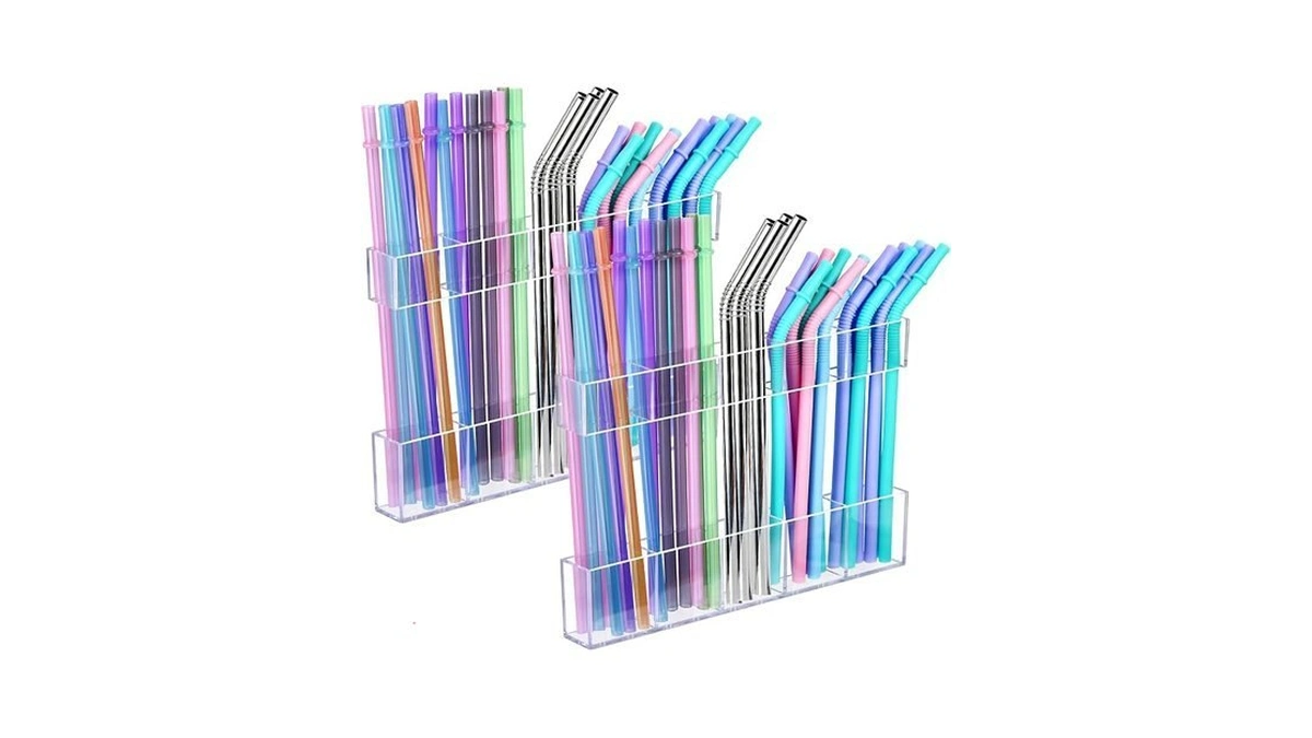 2pack 9.5" Large Acrylic Straw Holder For Cabinet Door –