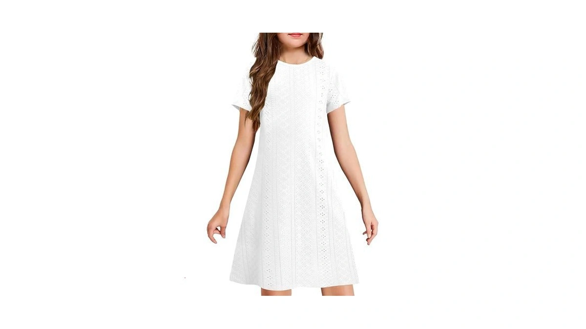 Yovion Girls Summer Dress Eyelet A-line Casual Beach Swing Dresses