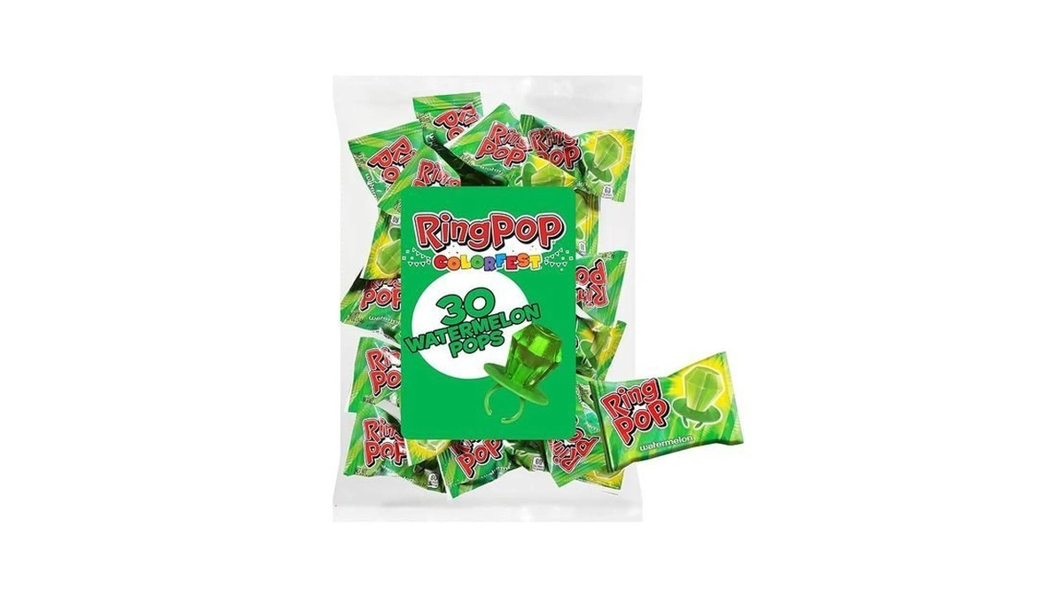 Ring Pop Green Watermelon Lollipop, 30 Count, Bulk Candy, Party