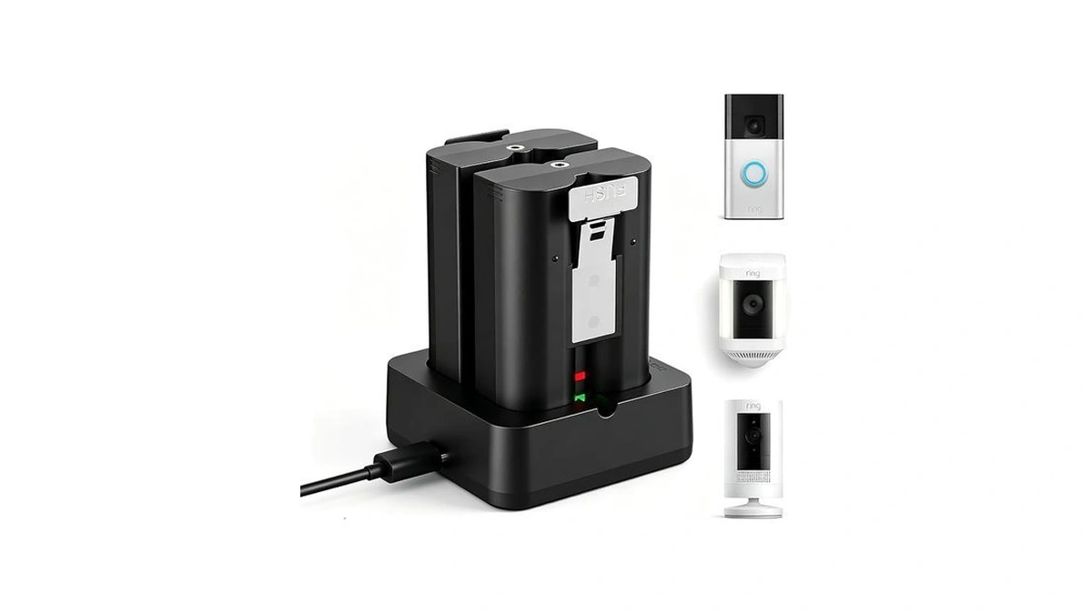 2-pack Ring Battery With Charging Station For Ring Video Doorbell