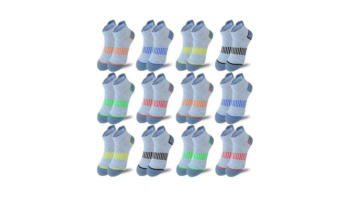 Jamegio Boys Socks 12 Pairs Ankle Athletic Sock Half Cushion