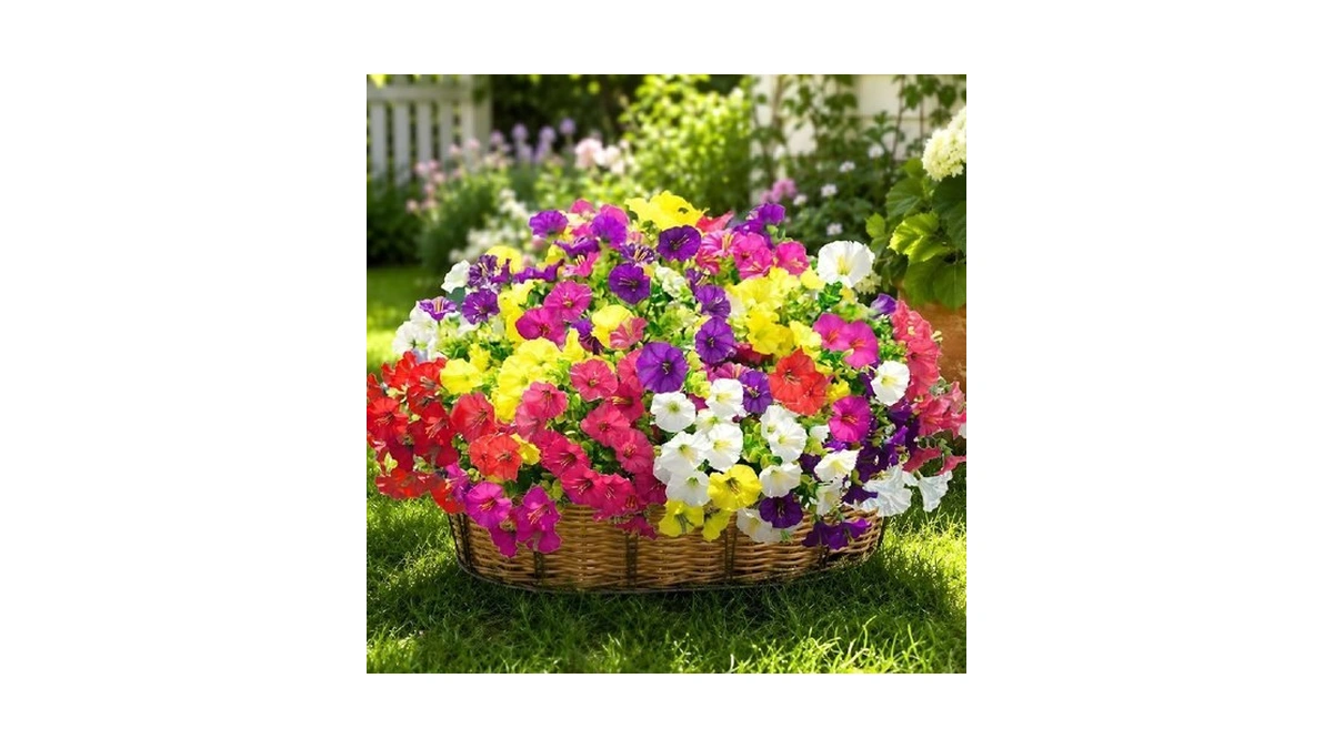 12 Bundles Artificial Morning Glory Flowers For Outdoors Decoration