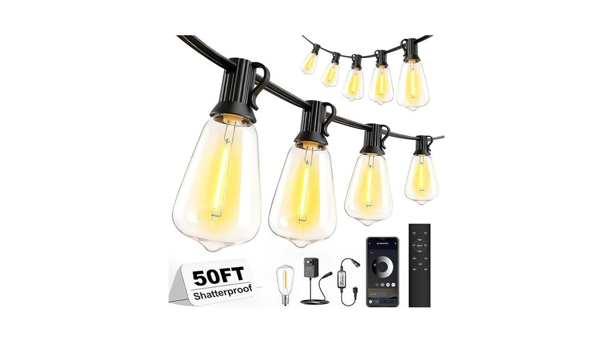 Skoiuc 50ft-led-lights-outdoor-waterproof-string Lights-patio-outside-porch-backyard-garden-gazebo-yard-deck-balcony-party-camping-house-hanging-lighting-bulb-remote-bluetooth-hanging-edison-st38