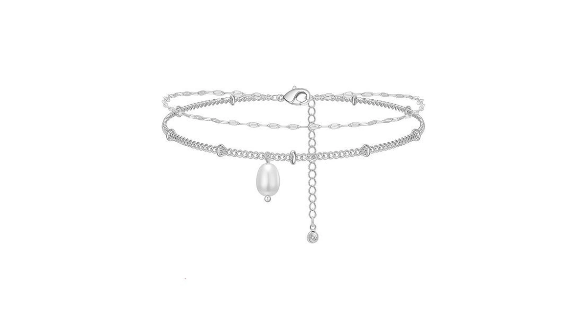 Bheop Ankle Bracelets For Women Silver Plated Waterproof Layered Anklets