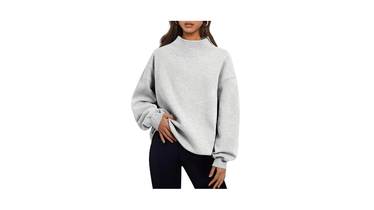 Trendy Queen Womens Mock Neck Sweatshirts Oversized Pullover Fall Outfits