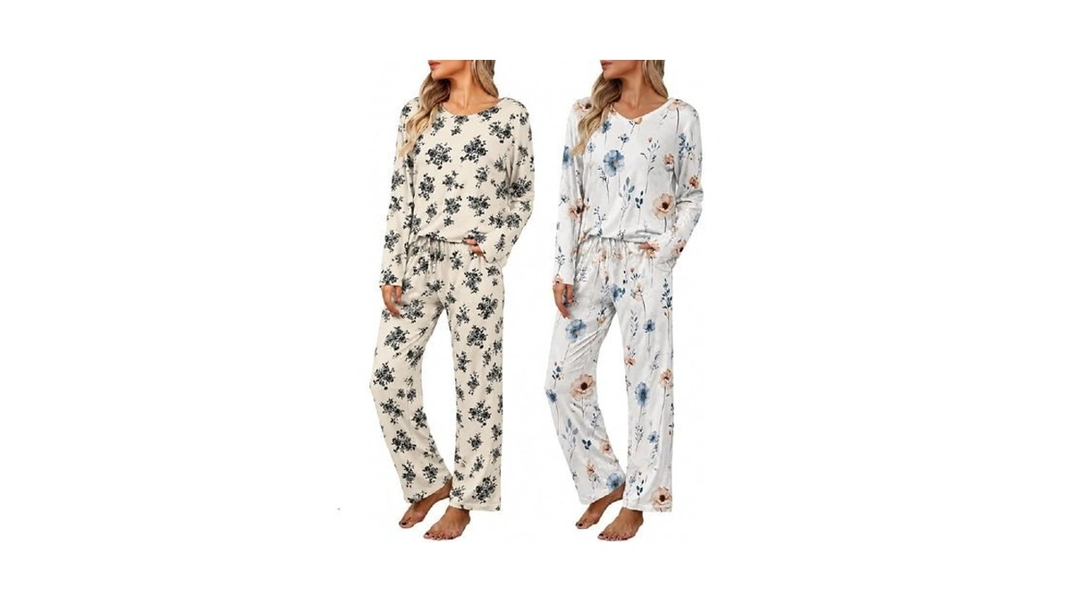 2 Pack: Women's Long Sleeve Pajama Sets - V Neck