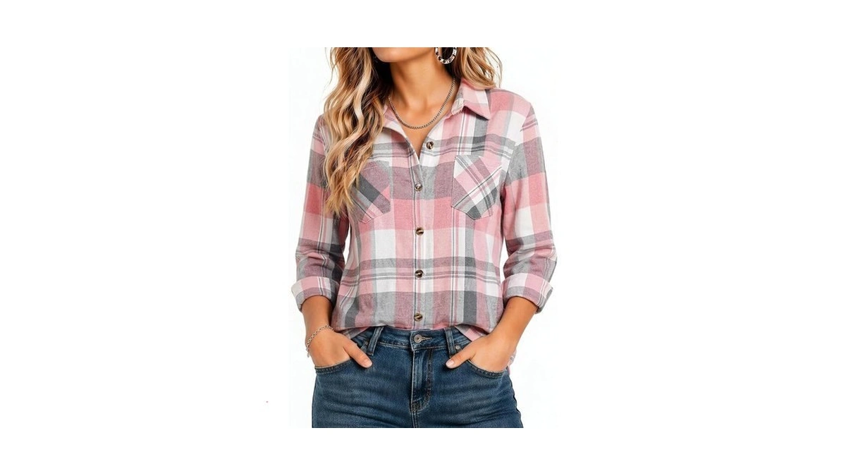 Zeagoo Plaid Flannel Shirts Women Long Sleeve Button Up Tops