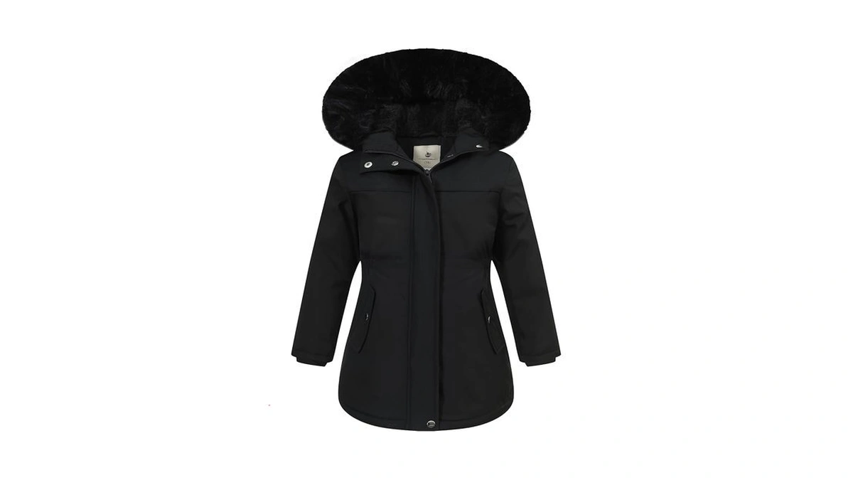 Cicvsoc Girl's Waterproof Winter Jacket, Fleece Lined Hooded Coat Parka