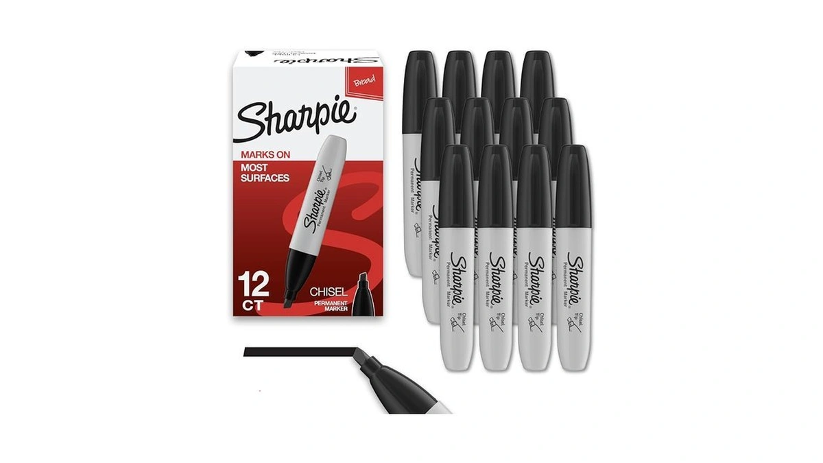 Sharpie Permanent Markers, Chisel Tip, Black, 12 Count - Home,