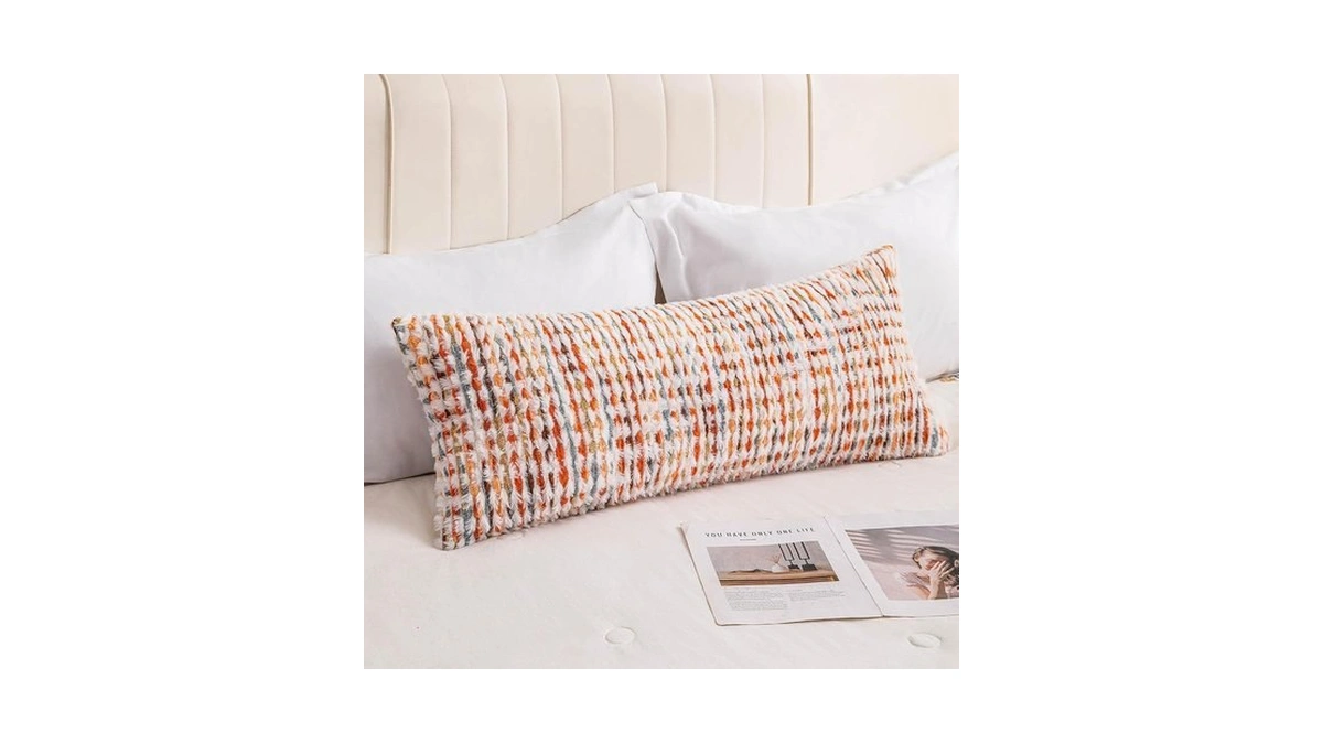 Catolat Decorative Boho Orange Lumbar Pillow Covers 1 Pack 14x36