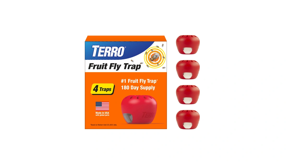 Terro Fruit Fly Trap 4-pack, 180 Day Lure Supply, Food-based