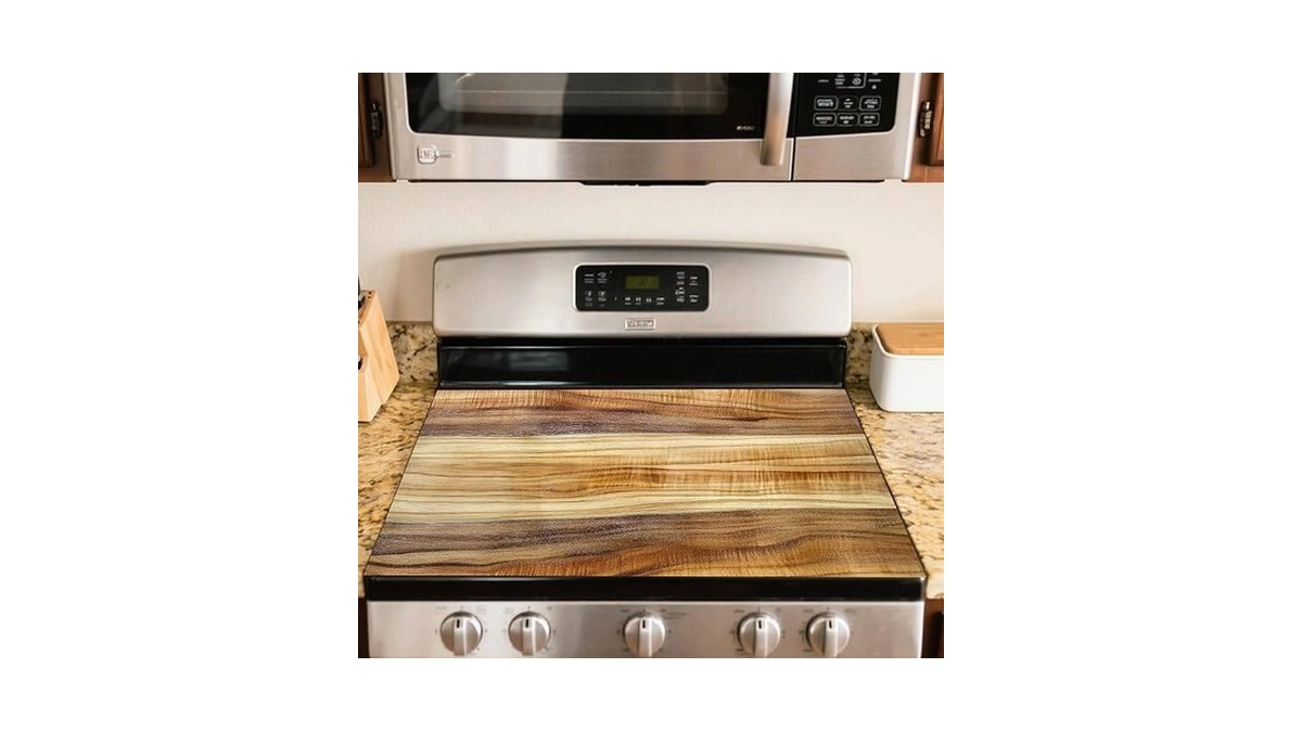 Nuxovilar Spliced Wood Stove Top Cover, 20.47x28.34 Inches Polyester