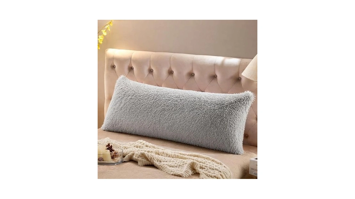 Reafort Long Hair Faux Fur Body Pillow Cover 21"x54", Hidden