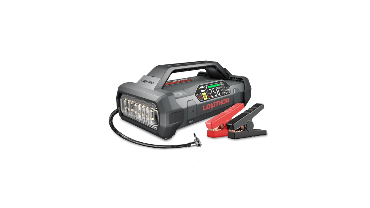 Lokithor Ja400 1750a 12v Jump Starter With Air Compressor, 60w