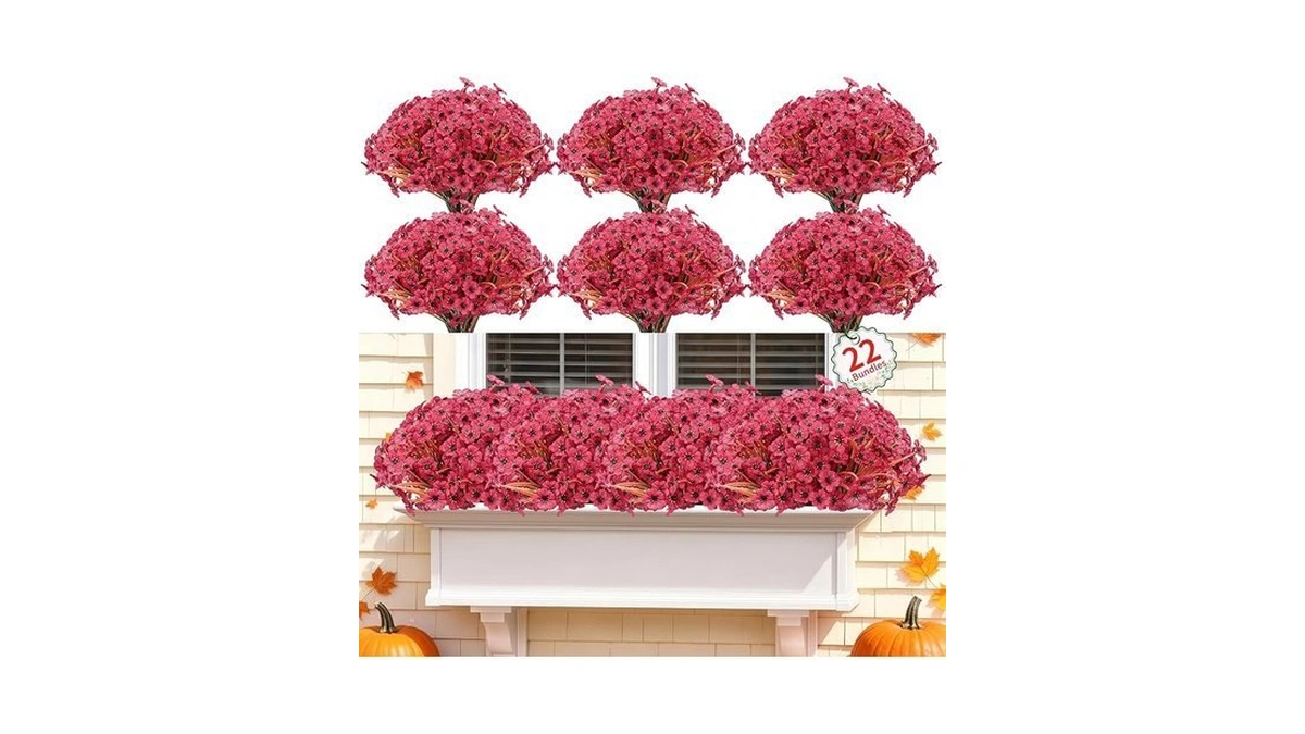 22 Pack Artificial Fall Flowers For Outdoor Indoor Fake Plants(dark