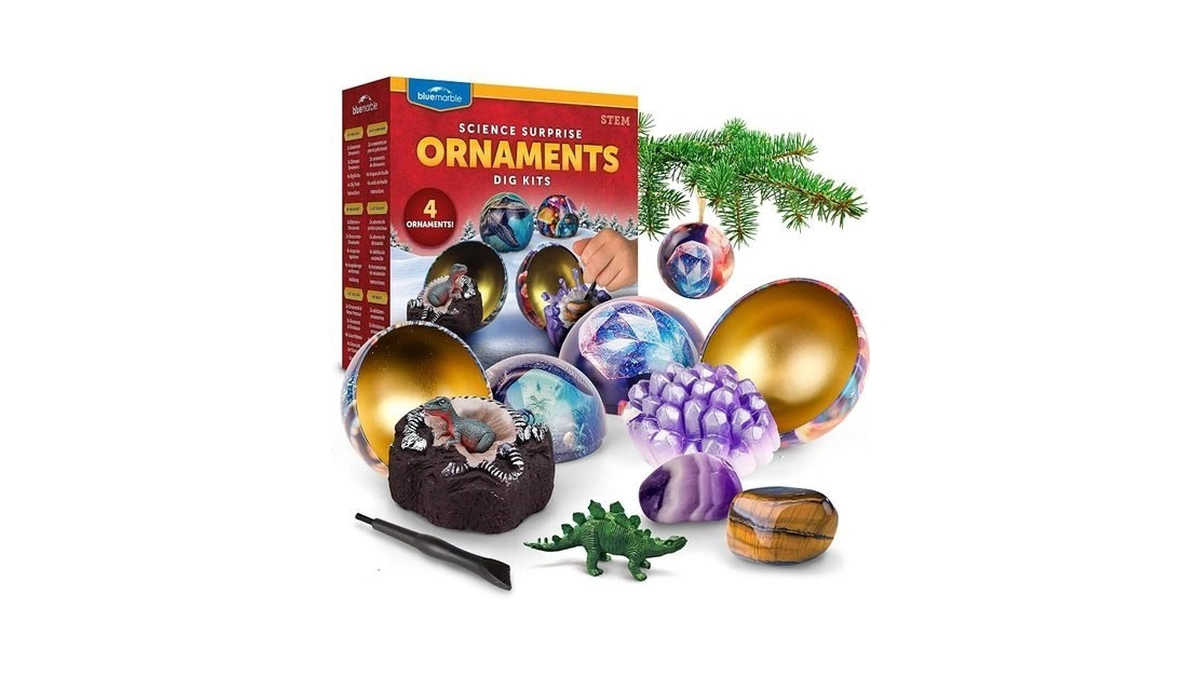 Blue Marble Christmas Ornament Dig Kit With 4 Science Surprises