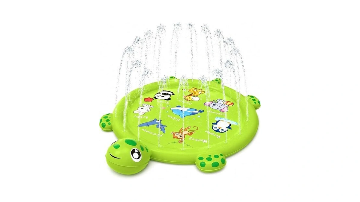67" Turtle Splash Pad For Toddlers 1-3, Inflatable Sprinkler &