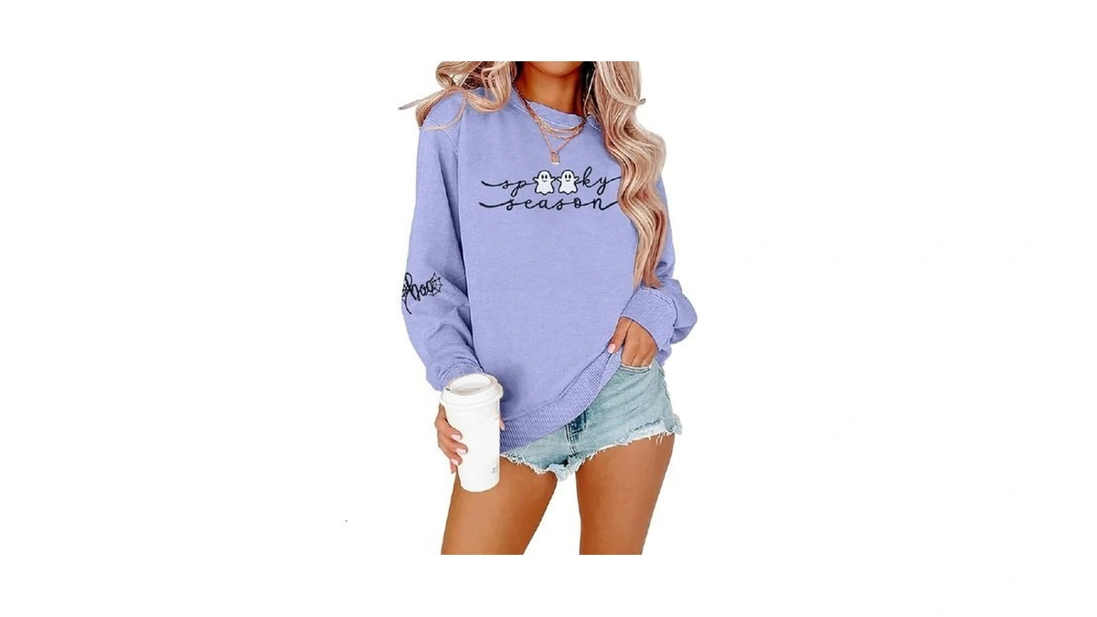 Sfhfy Embroidered Halloween Sweatshirts For Women: Spooky Season Pullover