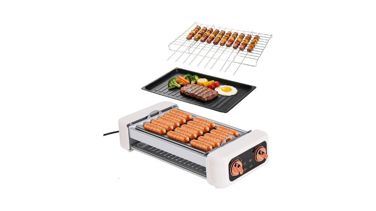 Kocaso 3-in-1 Electric Hot Dog Roller With Grill & Griddle
