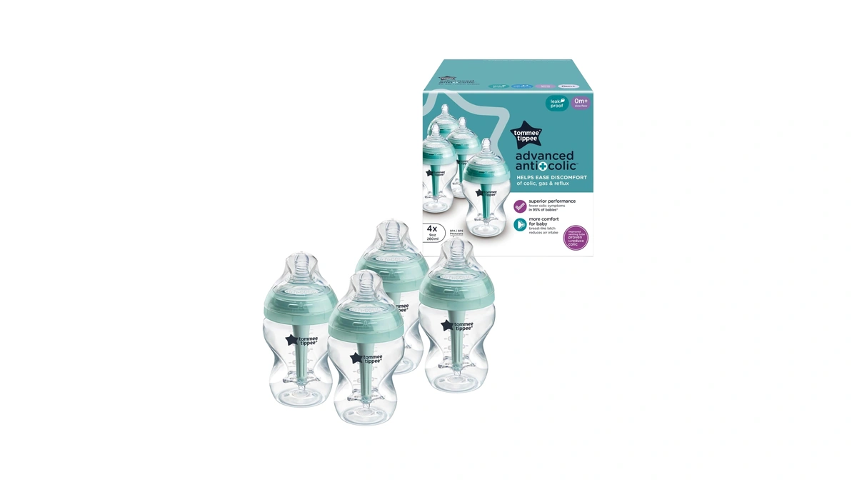 Tommee Tippee Advanced Anti-colic Baby Bottles, Newborn 0m+, 9oz