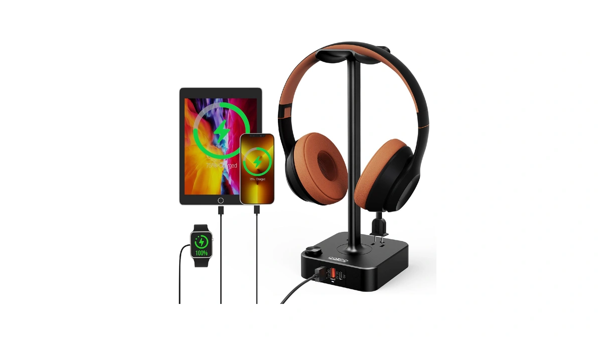Cozoo Headphone Stand With Charger, Usb C, Gifts For Gamers