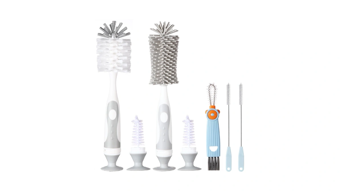 Ariseno 5-in-1 Baby Bottle Cleaner Set, Including Nylon & Silicone