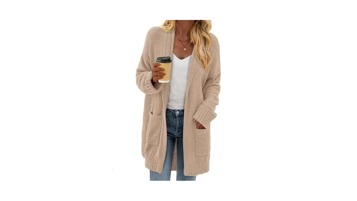 Kirundo Womens Long Chunky Fuzzy Knit Cardigan 2026 Fall(khaki, Xxl)