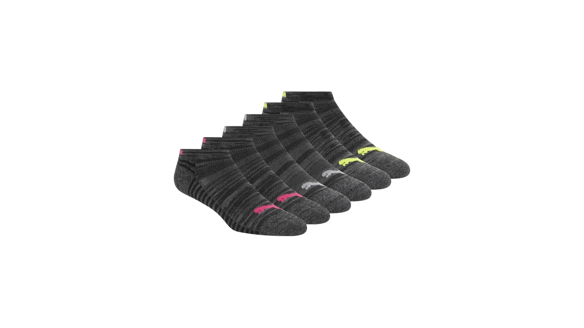 Puma Women's 6 Pack Low Cut Socks, Black/pink, 11-sep Us