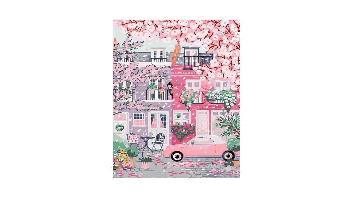 Ekuxom Sakura City Paint By Numbers Kit For Adults On