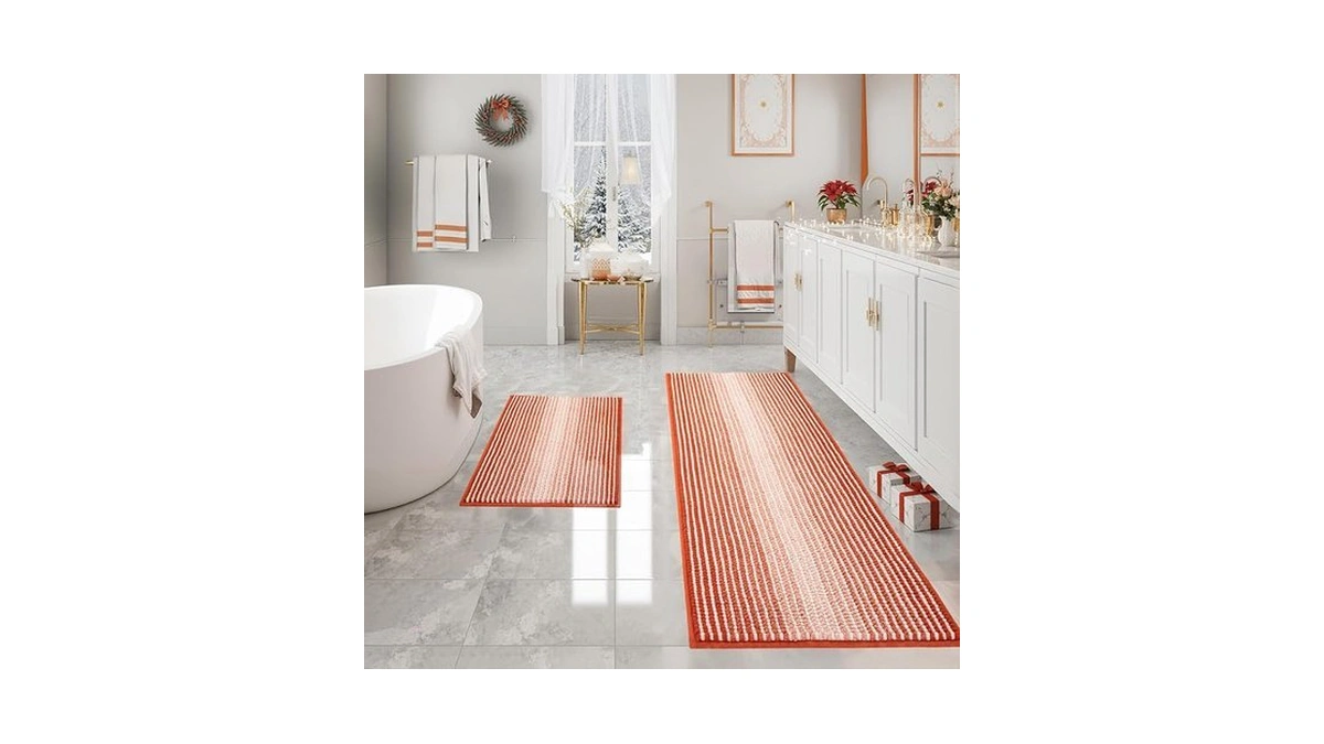 Bathroom Rugs And Mats Sets, 2 Piece Thick Absorbent Chenille