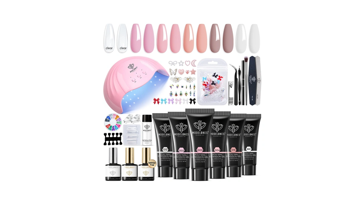 Modelones Poly Nail Gel Kit 6 Colors With 48w Uv/led