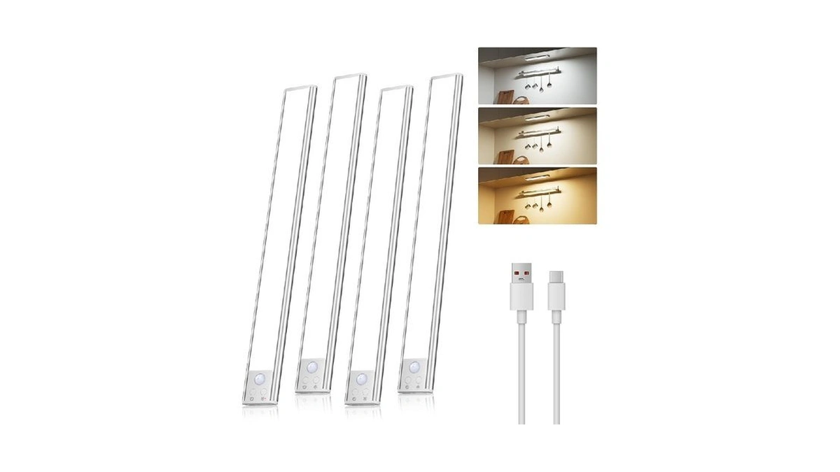 Diomart Under Cabinet Lights Wireless, Motion Sensor Night Lights, 4