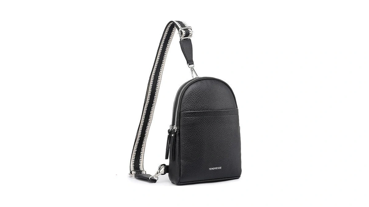 Pu Leather Sling Bag|multi-pocket Crossbody Shoulder Backpack|2.6l(black)