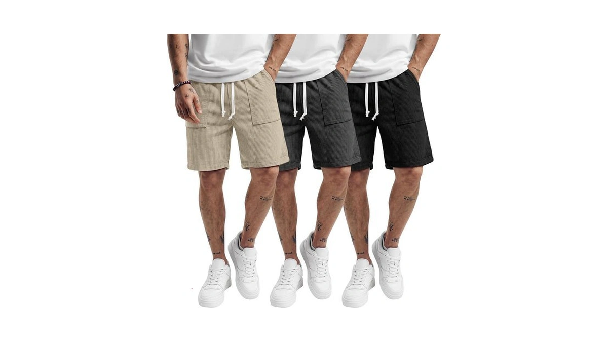 August Alley 3 Pack Men's Corduroy Shorts 7 Inch Casual