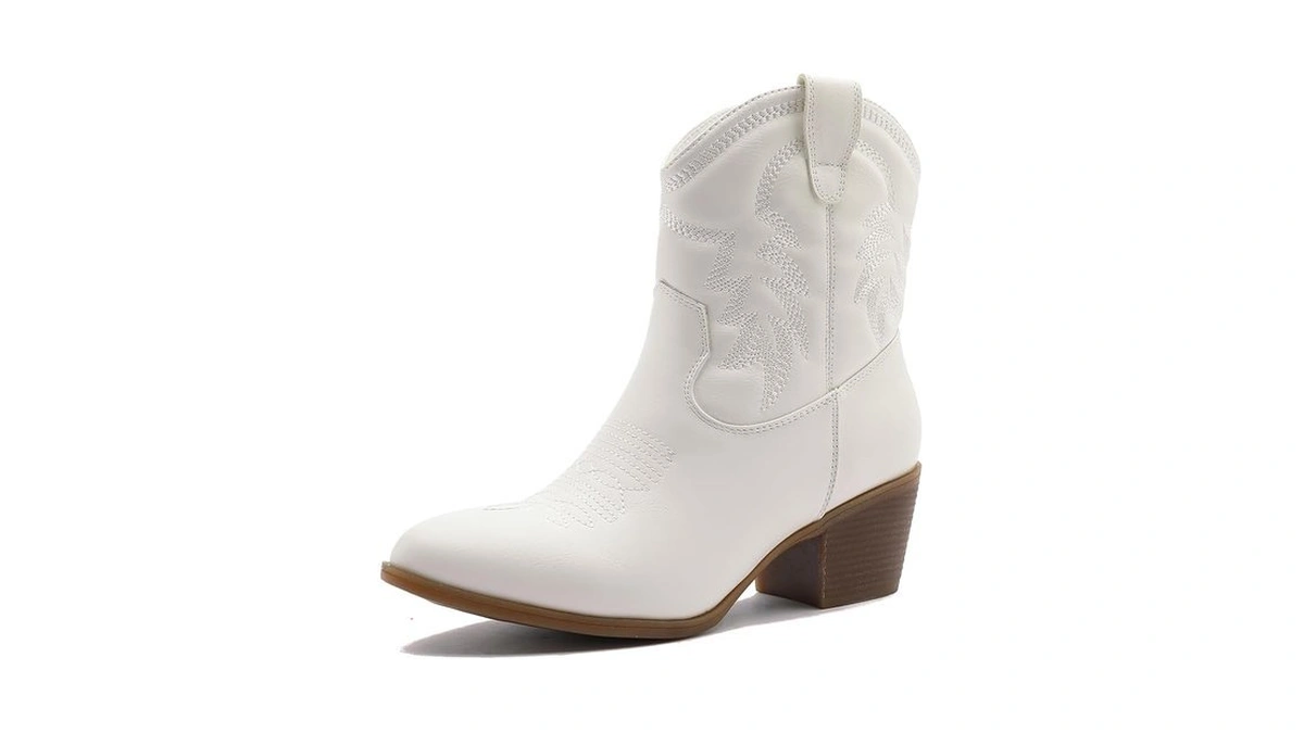 Globalwin Women's White Mid Calf The Western Cowboy Boots Fashion