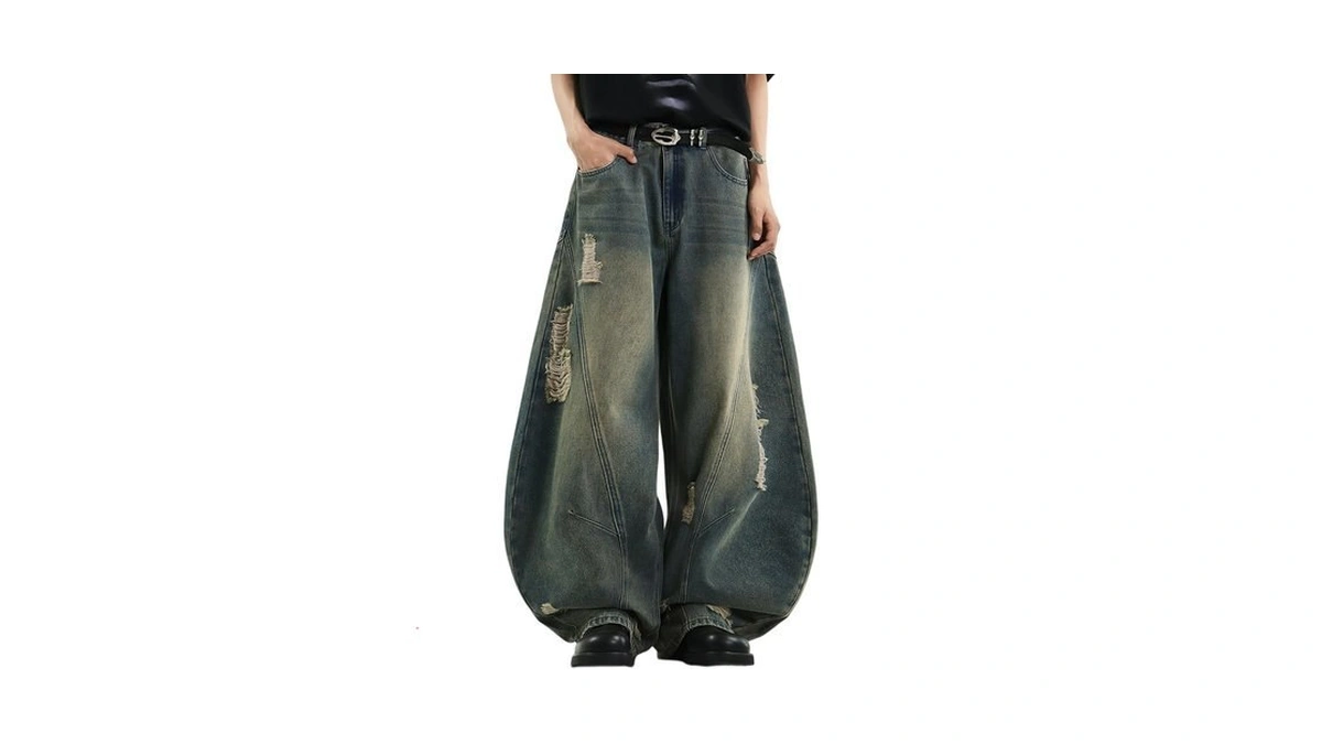 Marsuper Mens Baggy Jeans Wide Leg Vintage Hip Hop Loose