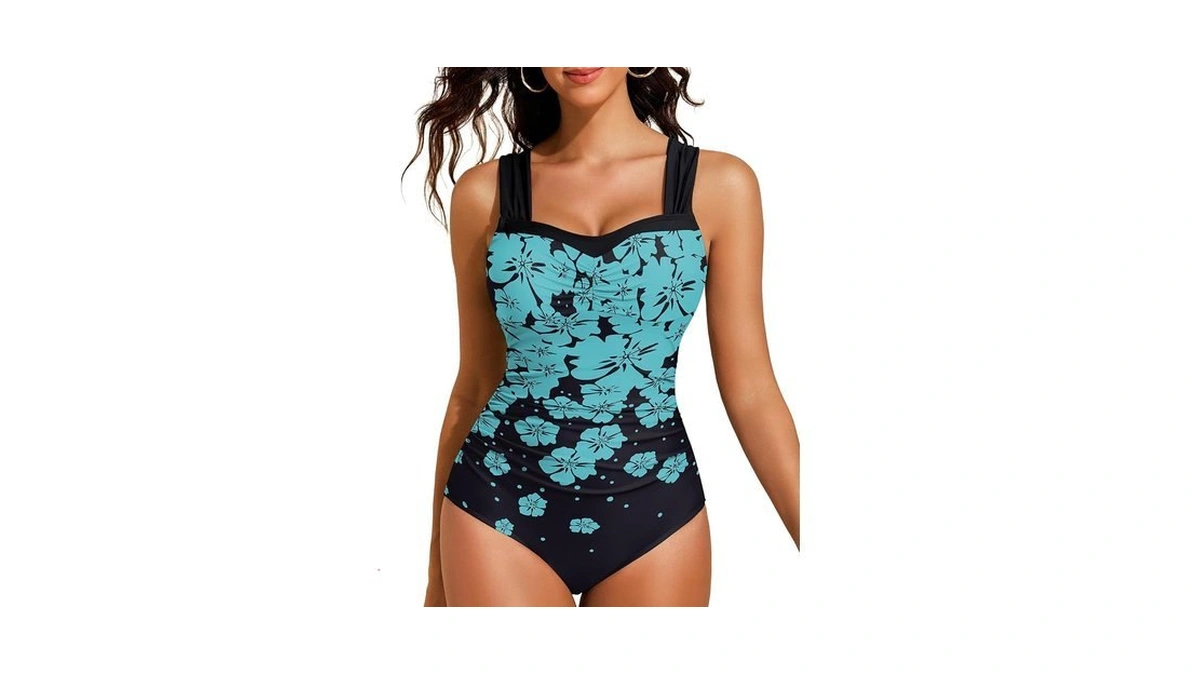 Huskary Women One Piece Swimsuit High Cut Adjustable Push Up