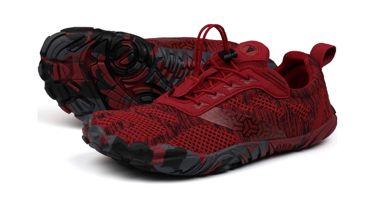 Joomra Women's Trail Running Barefoot Shoes Zero Drop Sneakers, Red,