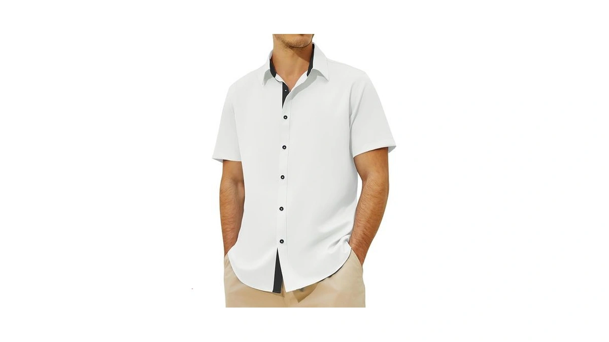 Jekaoyi Men's Button Down Dress Shirts Short Sleeve Casual Shirts