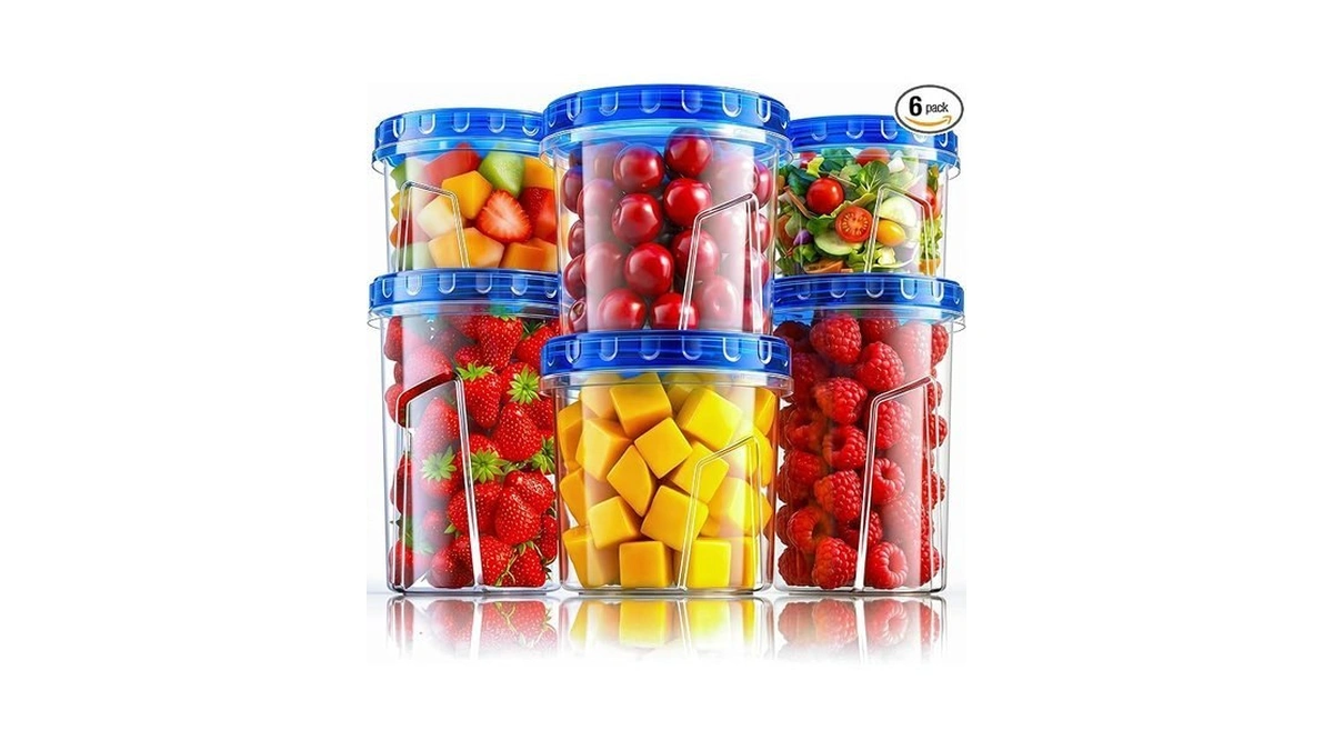 Hometall Freezer Storage Containers, [6 Pack- 33/24/17 Oz] Airtight Plastic