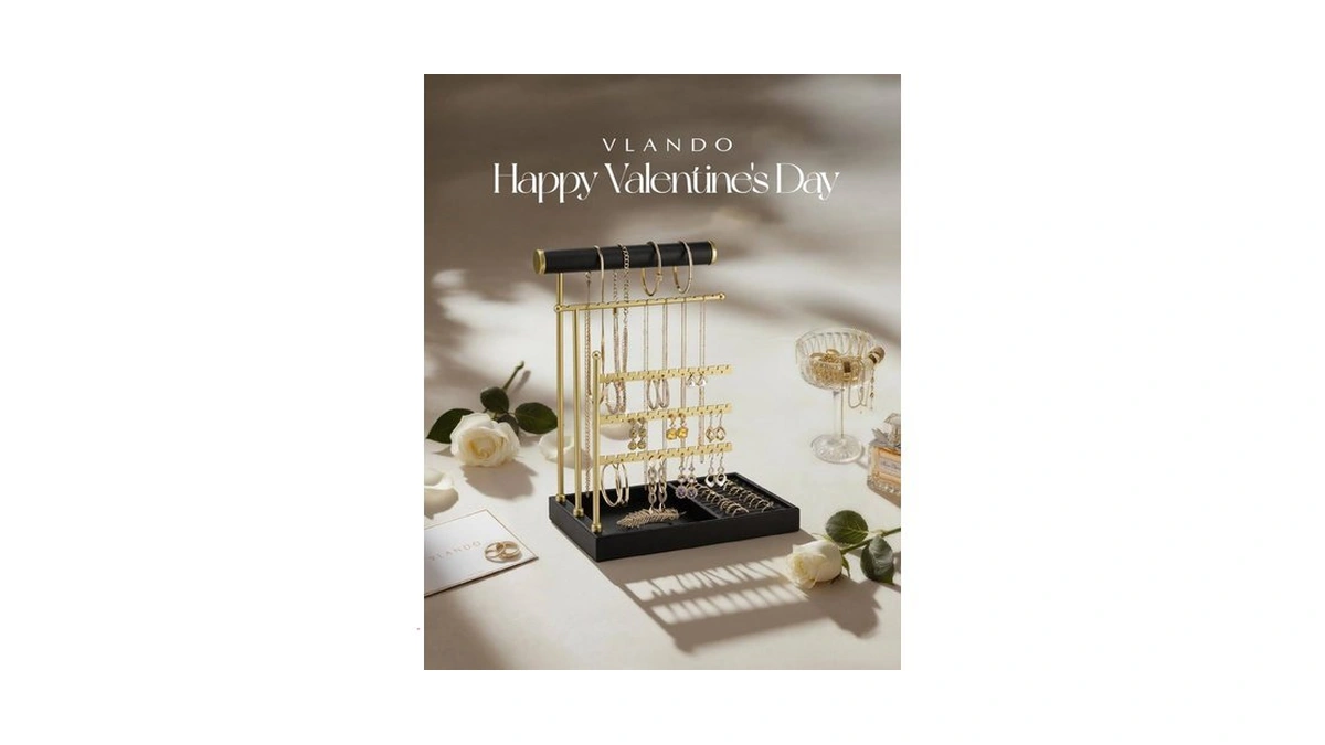 Vlando Jewelry Stand Organizer With Ring Holder, Jewelry Holder Organizer