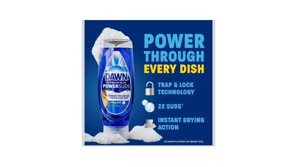 Dawn Platinum Plus Powersuds Liquid Dish Soap, 17.4 Oz. Ez-squeeze
